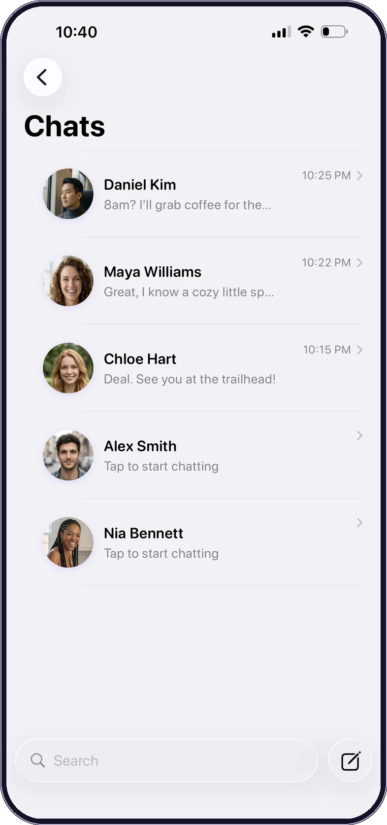 The Ships chats list, with recent conversations.